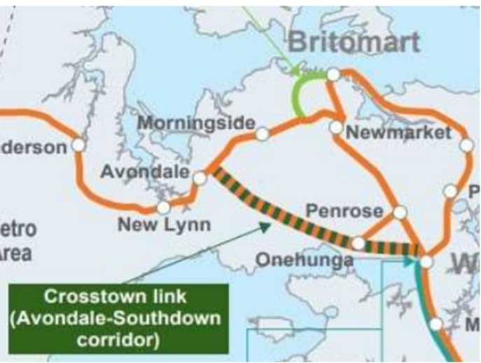 KiwiRail Crosstown link Avondale to Southdown Corridor Map